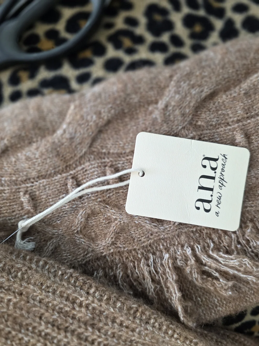 a.n.a Cable Knit Fringe Mock Neck Sweater NWT Womens Large Rust Brown Cozy Boho